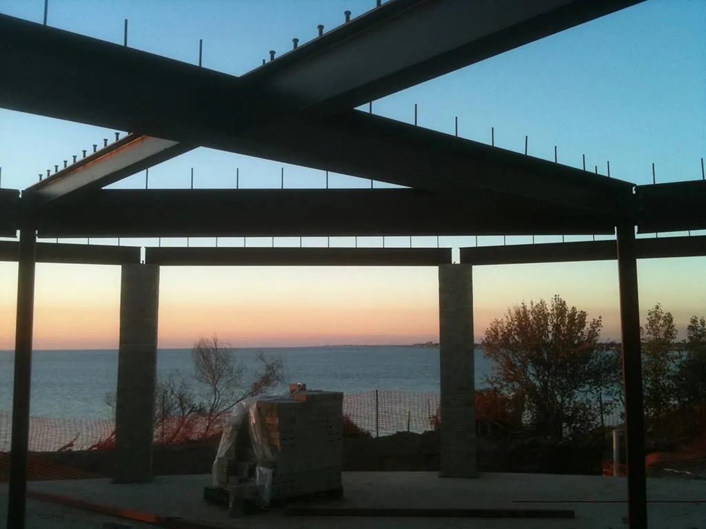 Structural steel roof beams fabricated for a residential project
